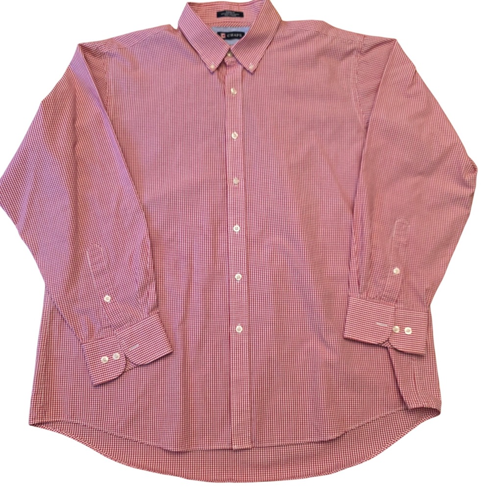 Chaps Classic Fit Red Gingham Button Down Shirt Men Size XL‎